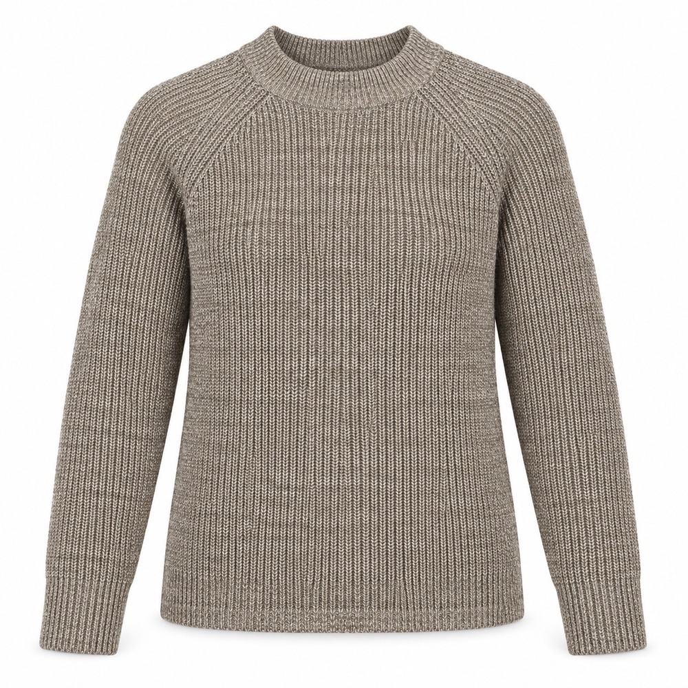 HM Basic Ribbed Knit Sweater Taupe Marl Crew Neck Raglan Sleeve Small